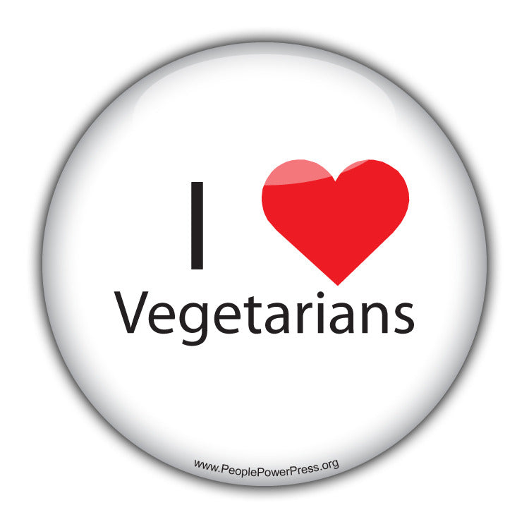 I heart Vegetarians - White - Vegetarian Button