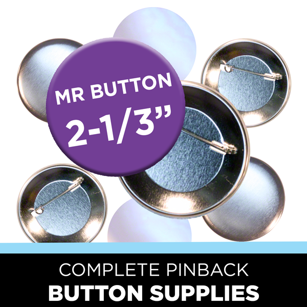 Mr Button 2-1/3" complete pin-back button parts